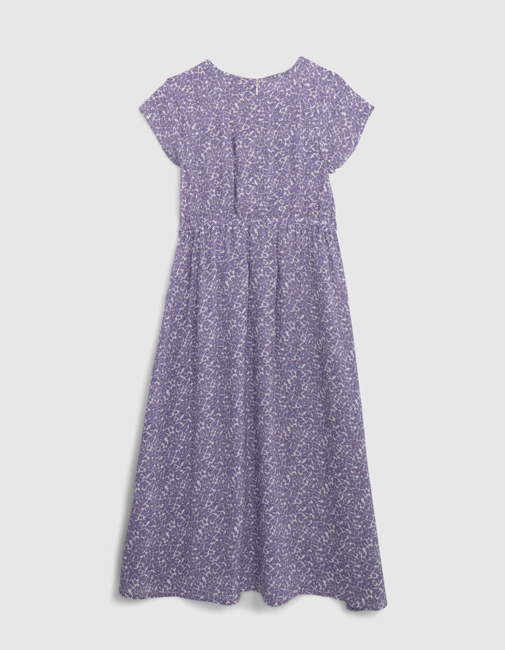 Ecru long dress LENZING™ ECOVERO™ mauve flowers girl-4