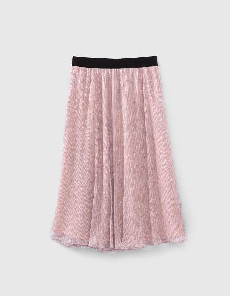 Women’s copper pink pleated midi skirt-5