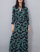 Lange zwarte jurk maxi bloemen Dames-2