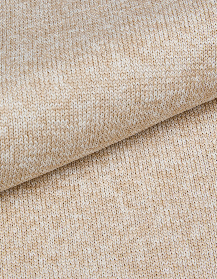 Pull manches longues beige tricot moulin&eacute; Homme-7