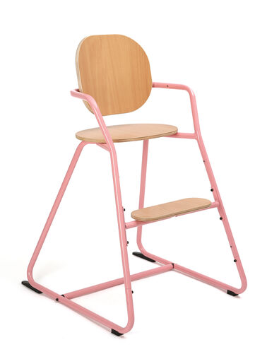 CHARLIE CRANE Tibu beech and pink flexible high chair - IKKS