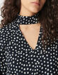 Blouse fluide marine motif pois manches ballon Femme-4