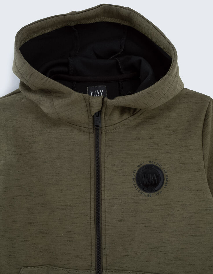 Bronzefarbene Jungensweatjacke mit B&auml;ndern an den &Auml;rmeln -2