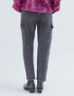 Jean gris battle cropped avec poches &agrave; rabat femme-3