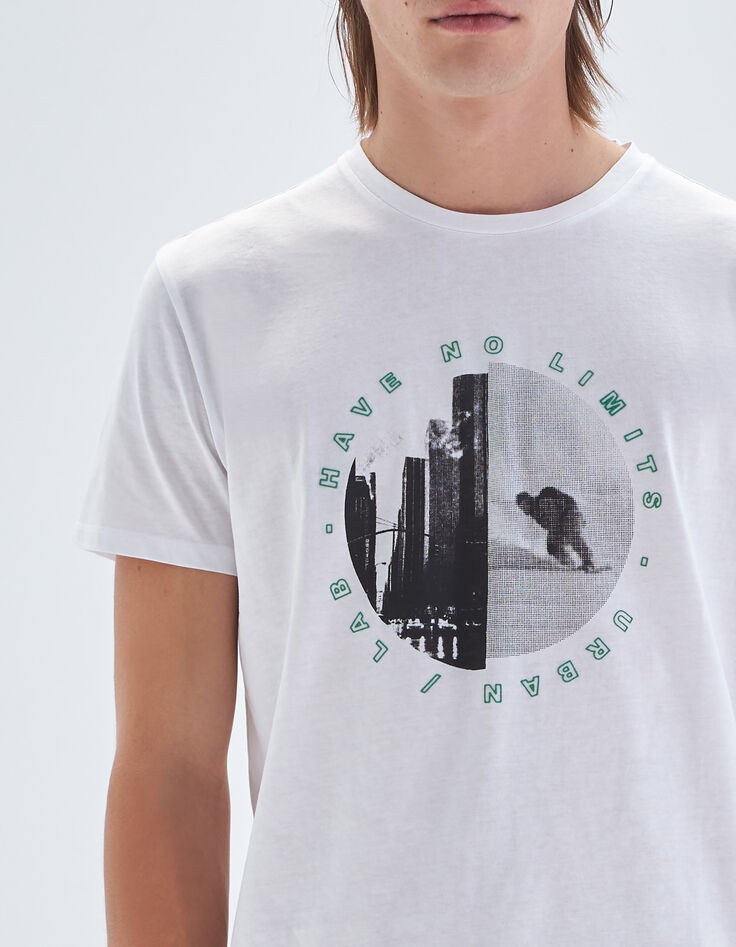 Wit T-shirt opdruk buildings DRY FAST Heren-4