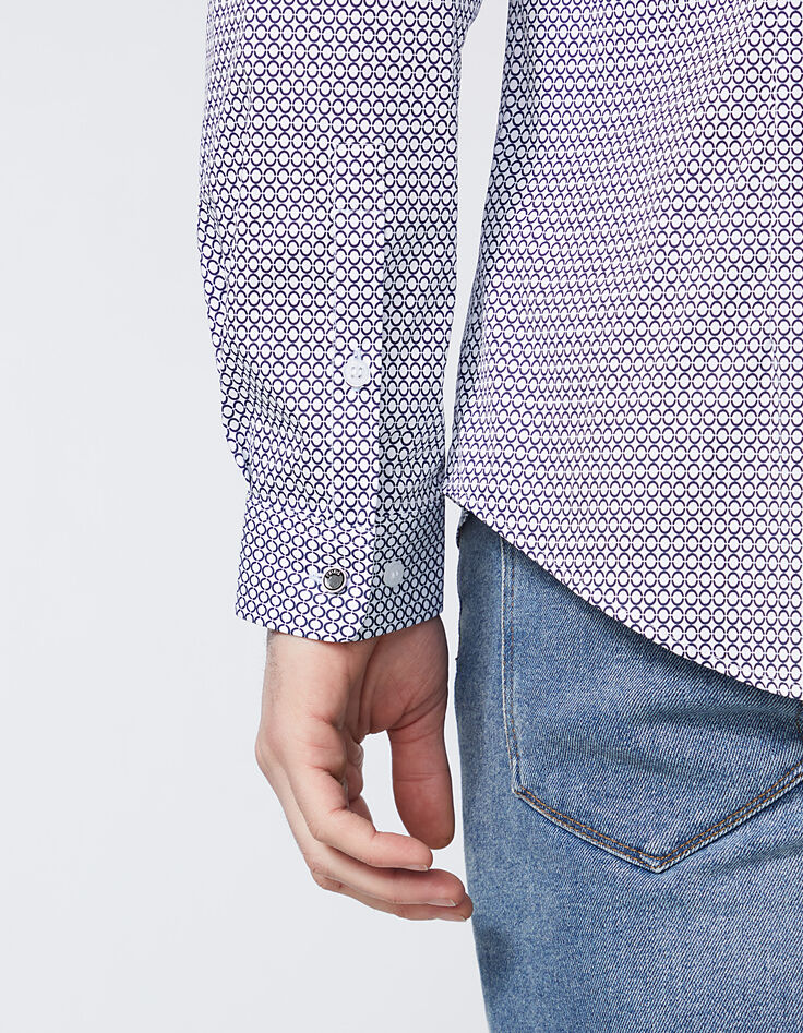Blauw SLIM overhemd Albini® retromotief heren-5