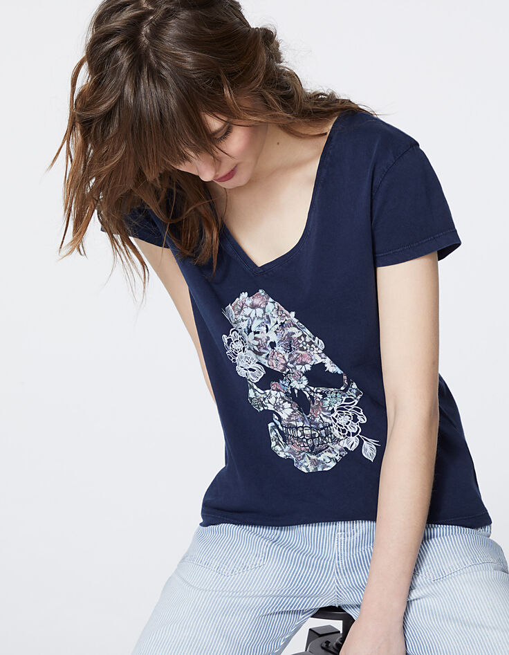 Camiseta algodón tratamiento acid wash visual rock mujer-1 Camiseta algodón tratamiento acid wash visual rock mujer-1