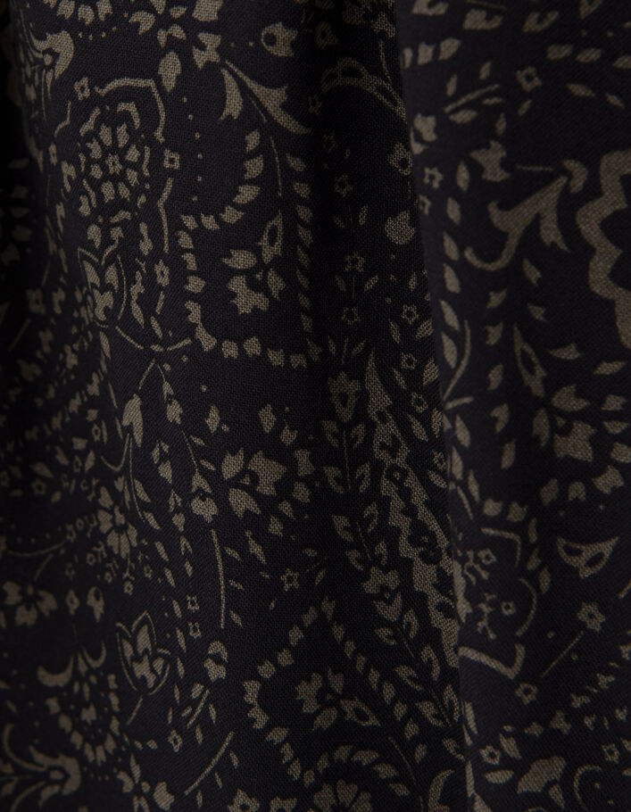 Khaki Damenkleid mit Paisley-Blumenprint - IKKS
