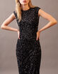 Robe fourreau noire entièrement brodée sequins Femme-4