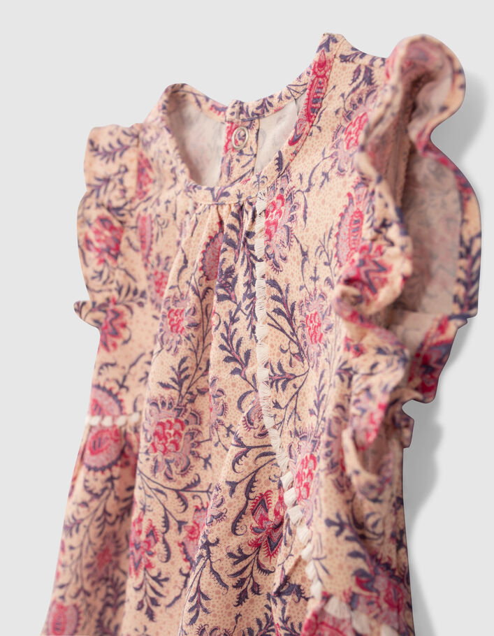 Roze blouse kasjmier bloemenprint EcoVero™ babymeisjes - IKKS