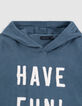 Sudadera de punto azul para niño con mensaje bordado-5