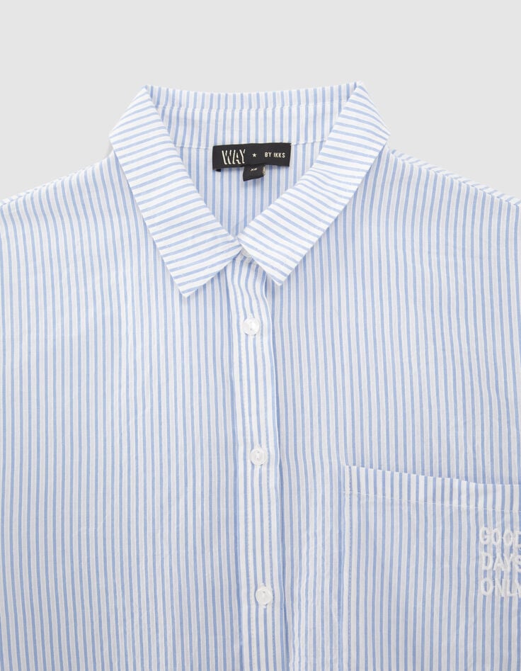 Gebroken witte hemdblouse blauwe strepen meisjes-2
