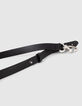 Women’s black leather belt with houndstooth round buckle-2