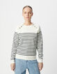 Pull marinière tricot rayé avec boutons gravés Femme-2