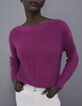 Jersey violeta punto puntadas y cadenas en mangas mujer-9