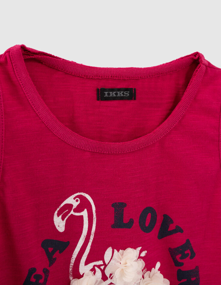 Fuchsia top biokatoen flamingo en bloemen meisjes-3