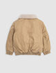 Bomber camel cuello piel capucha extraíble niño-4