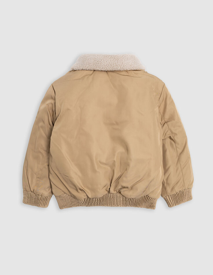 Bomber camel cuello piel capucha extraíble niño-4