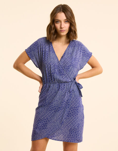Robe marine imprimé patchwork graphique I.Code