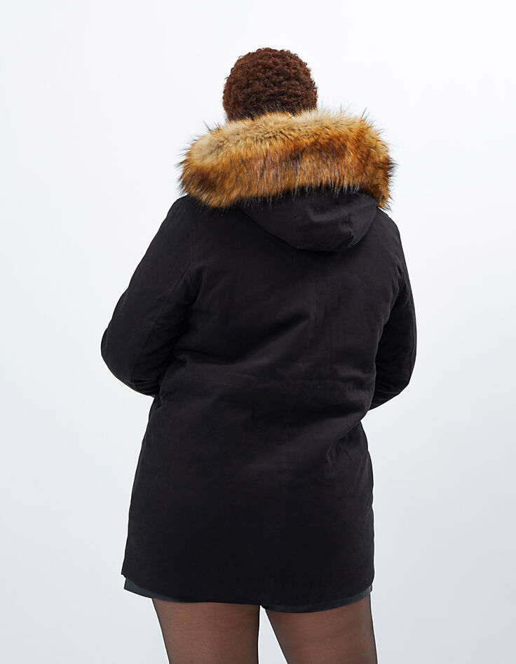 Zwarte parka met bont in duffle coatstijl I.Code -3