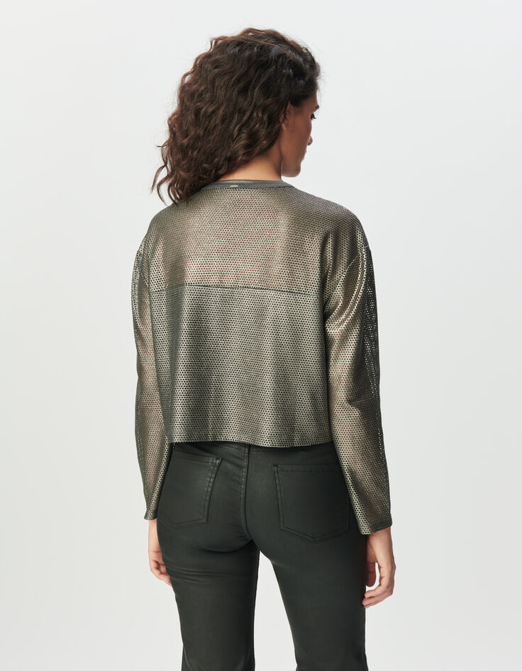 Sweat en résille anthracite Femme-4
