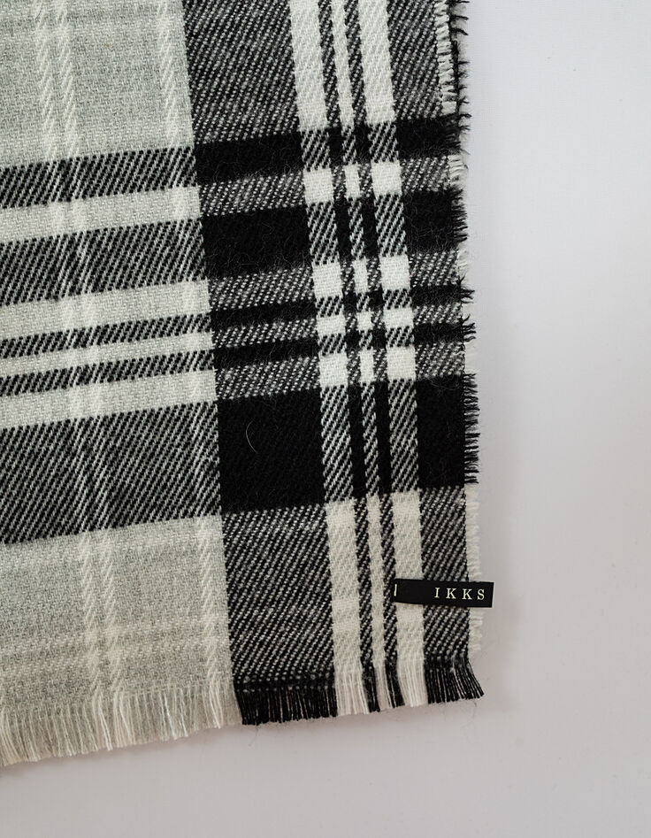 Women’s "Made in IKKS" slogan check thick scarf-3