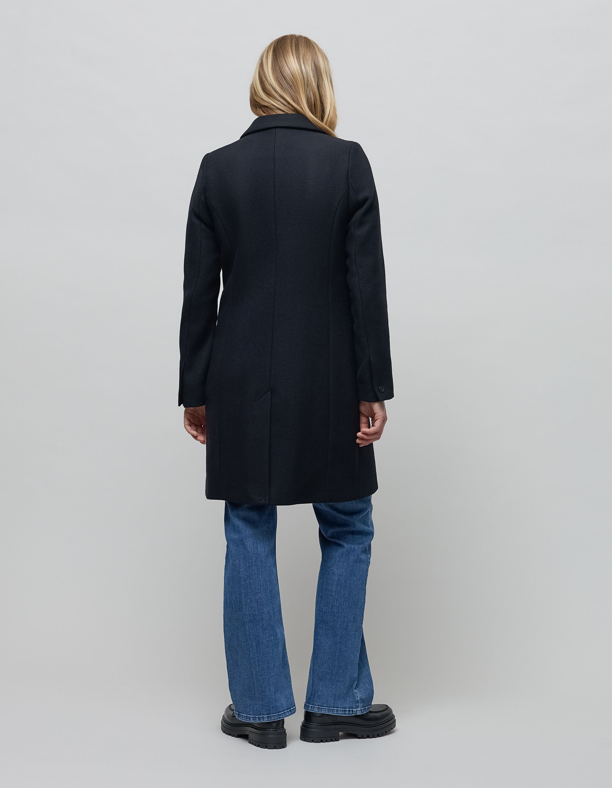 Manteau droit noir parementure gilet rock Femme IKKS