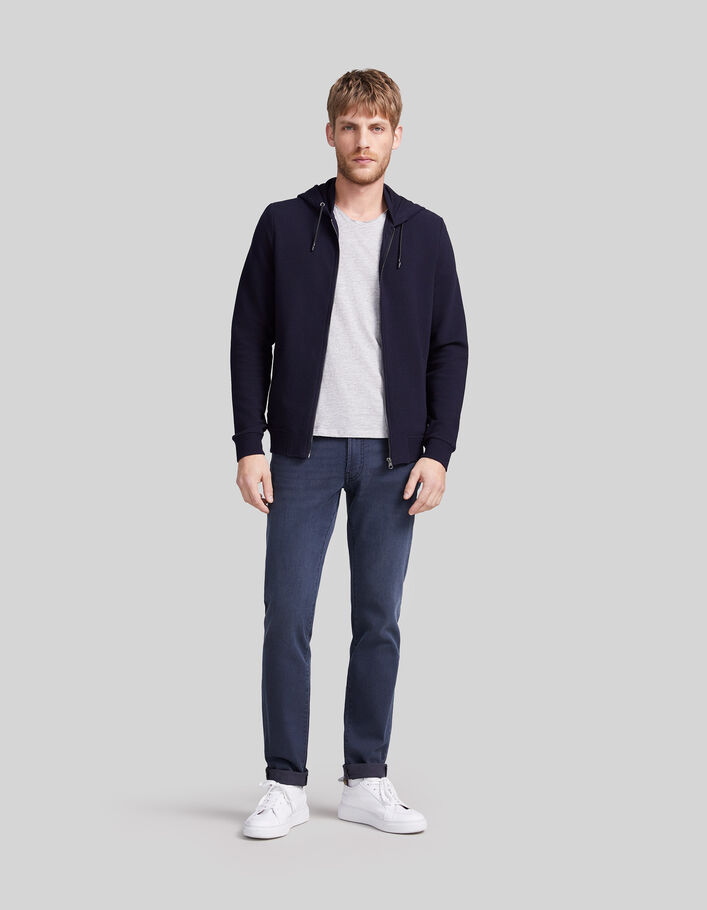 Marineblaue Herrenkapuzenjacke mit Relief-2