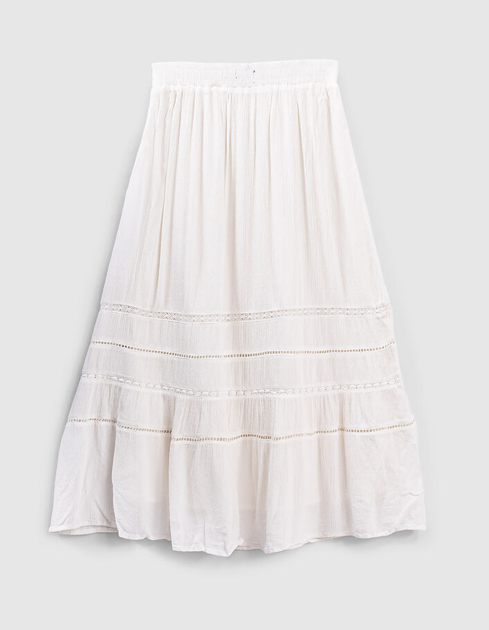 Girls’ off-white long skirt with lace braid