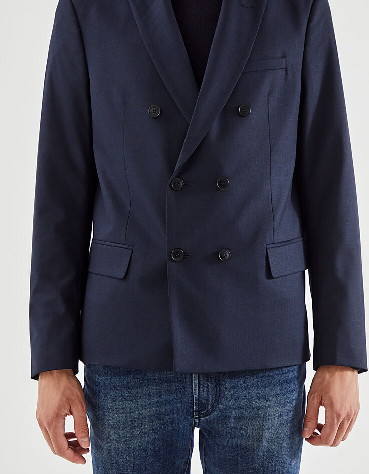 Veste bleu foncé avec boutonnage croisé Homme-3