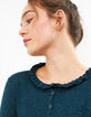 Grüner Strickpullover mit Glitzer und Plisseekragen I.Code-5