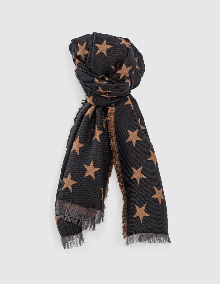 Women’s camel and black star scarf - IKKS