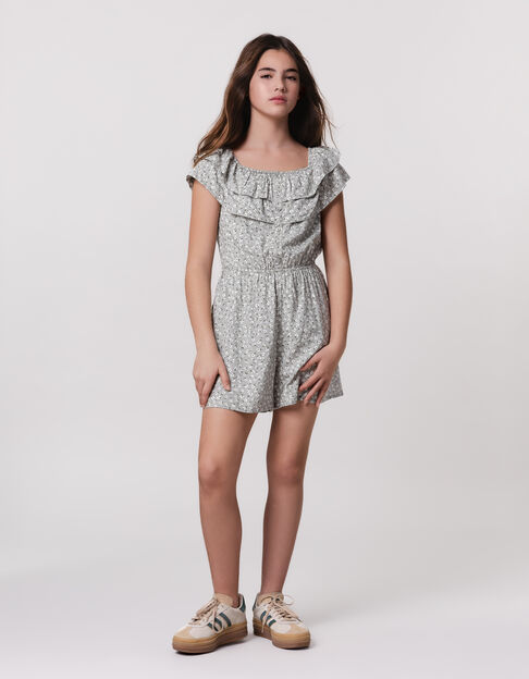 Combishort vert imprimé floral d'été fille - IKKS