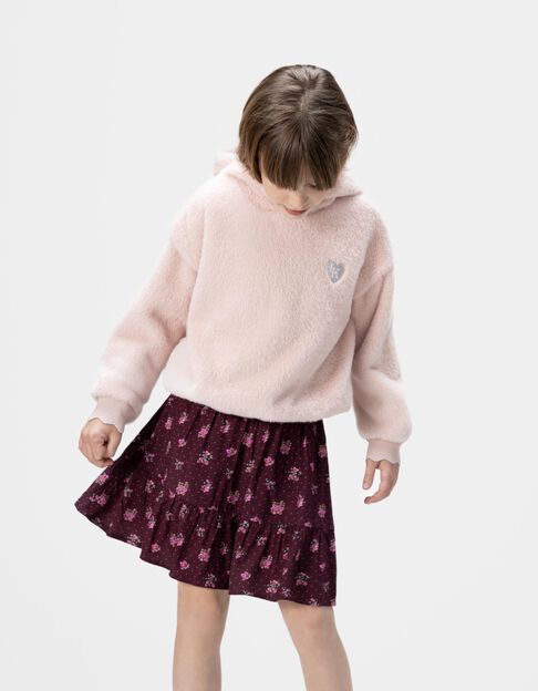 Jupe courte bordeaux imprimé bouquets fille - IKKS