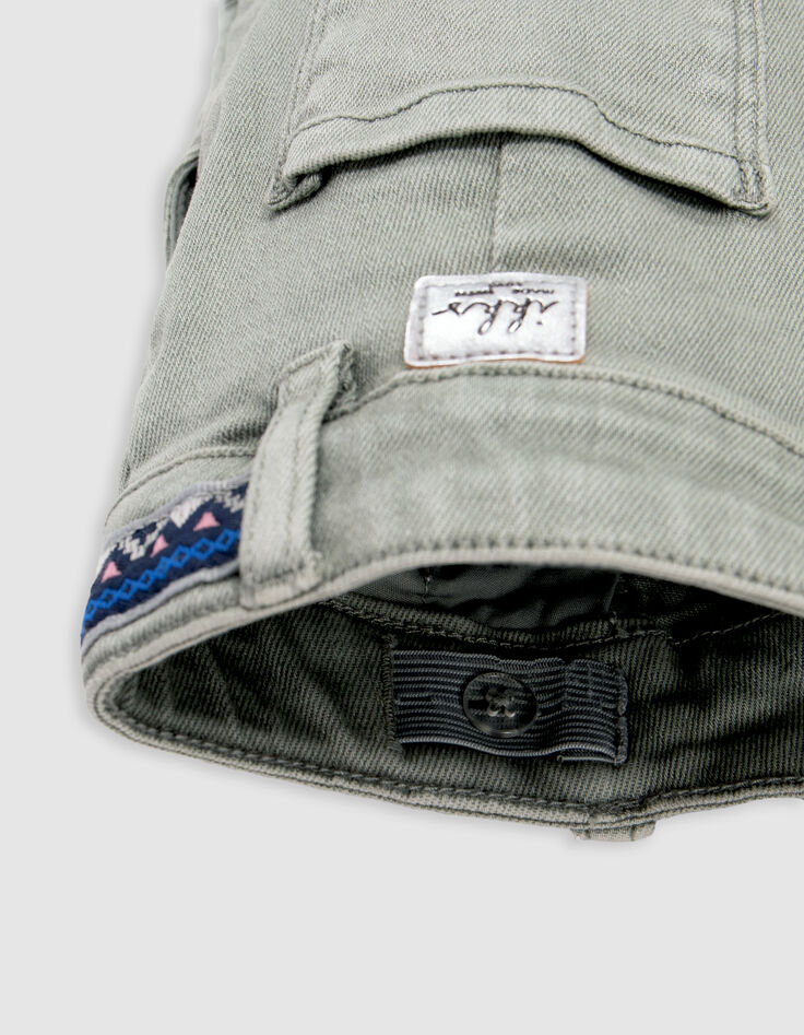 Mädchen-BATTLE-Jeans mit besticktem Zierband in Khaki-7