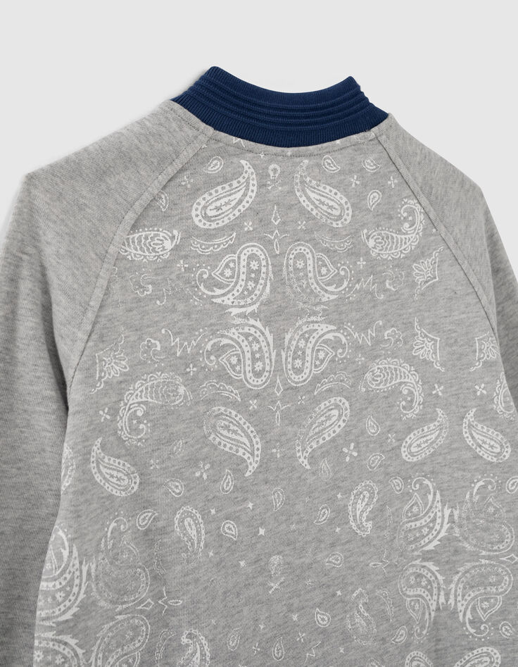 Cardigan teddy gris molleton print dos gar&ccedil;on -5