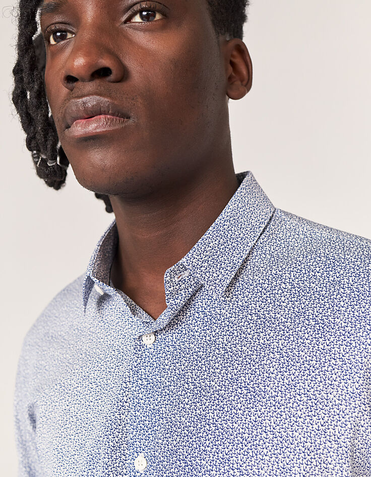 Camisa SLIM índigo mini-anclas Hombre-4