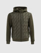 Men's khaki mixed-fabric quilted light padded jacket-6