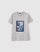 Grijs T-shirt lenticulaire surfopdruk biokatoen jongens -1