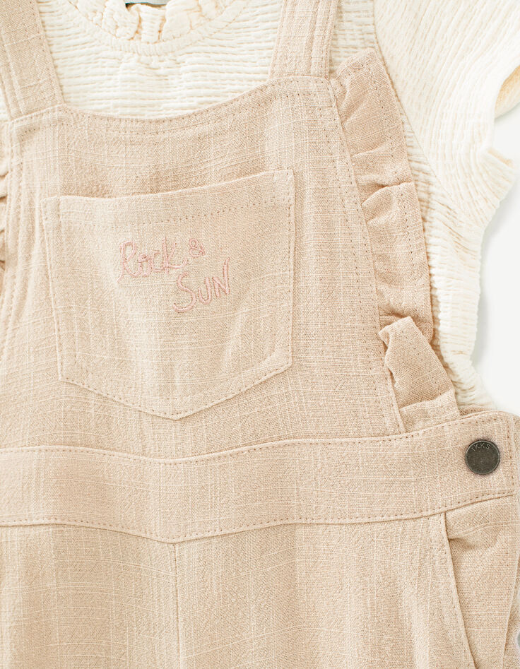 Conjunto peto rosa y camiseta cruda bebé niña-2