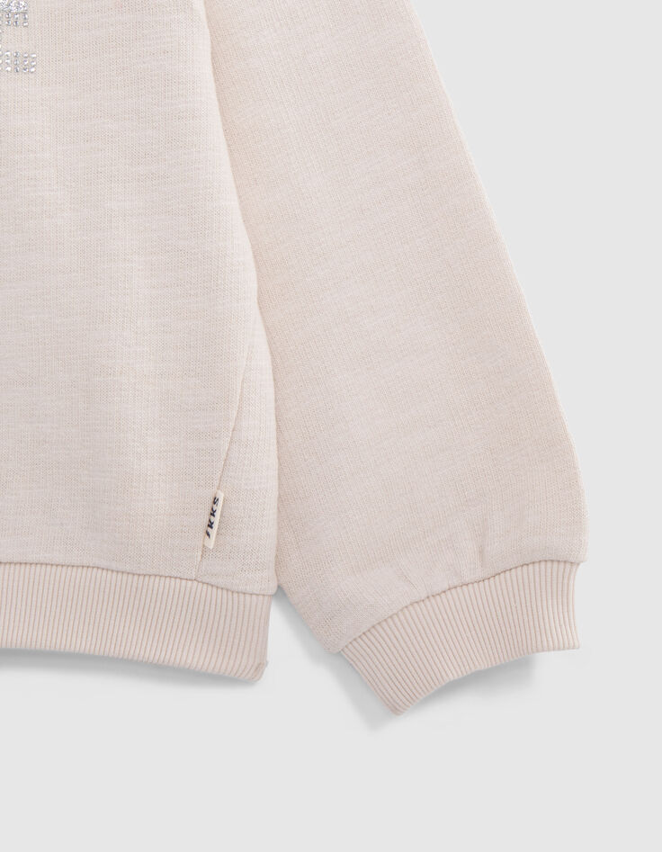 Sweatshirt für Mädchen mit metallischer Botschaft in Ecru-4 Sweatshirt für Mädchen mit metallischer Botschaft in Ecru-4
