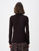 Jersey marr&oacute;n canal&eacute; cuello polo para mujer-3