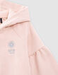 Rosa Mädchenstrickjacke, Zip, Stick, Kapuze-7