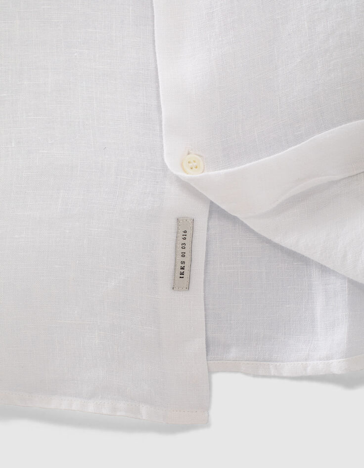 Chemise REGULAR blanche en lin à col Mao Homme-3