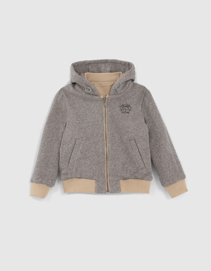 Bomber reversible beige nailon y gris felpa niño - IKKS