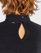 Robe noire en maille tricot apport dentelle-4