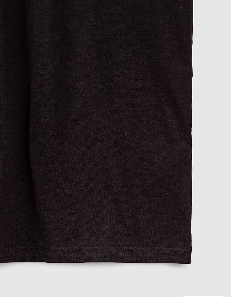 Zwart T-shirt in katoen bliksemborduursel mouw dames-3