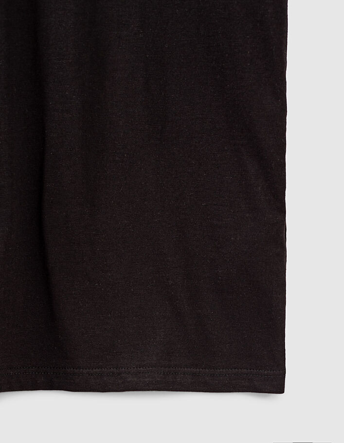 Camiseta negra de algodón rayo manga mujer - IKKS