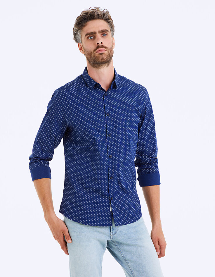 Camisa índigo estampado minimalista Hombre-3
