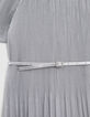 Silvery pleated dress with embroidered shoulders-6